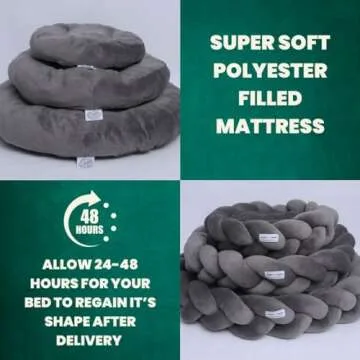 Tater's Choice 24" Dog Bed - Premium Braided Dog Bed - Luxurious and Durable Pet Beds with Plush Polyester Filling, Non-Slip Base, and Stylish Design, Washable Mattress, Charcoal Grey, 24 inch, Small