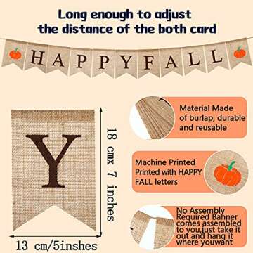 Tatuo Happy Fall Burlap Banner and Pom Pom Garland Decoration