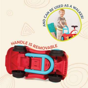 B. toys – Push CarToy – Ride-On Race Car –Walker Toy - Handle & Storage Space – Lights, Songs & Sounds – 1 Year + – Rollin' Riders - Freddy Zoom