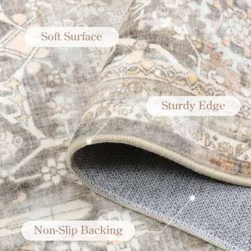 Collive 8x10 Washable Area Rug - Soft, Stain Resistant