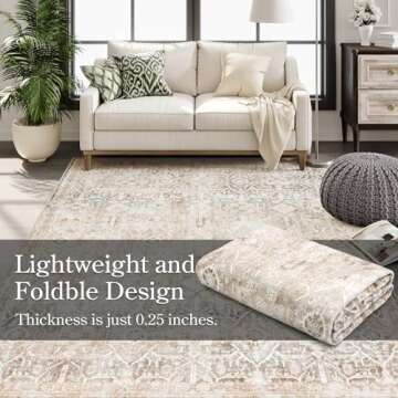 Collive 8x10 Washable Area Rug - Soft, Stain Resistant