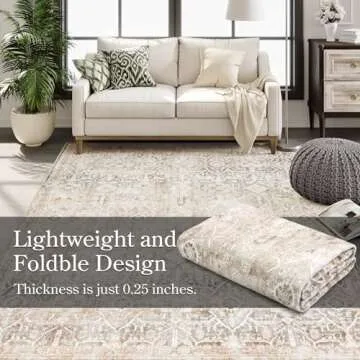 Collive 8x10 Washable Area Rug - Soft, Stain Resistant