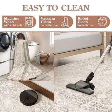 Collive 8x10 Washable Area Rug - Soft, Stain Resistant