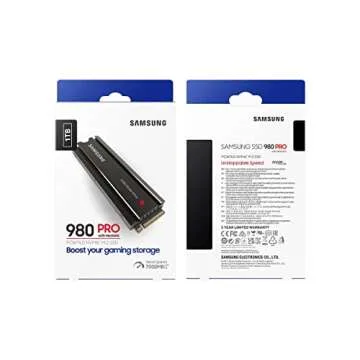 SAMSUNG 980 PRO SSD with Heatsink 1TB PCIe Gen 4 NVMe M.2 Internal Solid State Drive, Heat Control, Max Speed, PS5 Compatible, MZ-V8P1T0CW