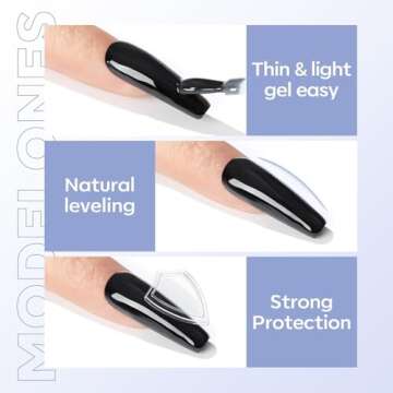 Modelones Gel Top Coat Set, 2pc Clear Glossy Finish, Long Lasting Top Coat for Gel Polish & Acrylic Nails, Includes Nail Lamp for Home & Professional Use