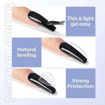 Modelones Gel Top Coat Set, 2pc Clear Glossy Finish, Long Lasting Top Coat for Gel Polish & Acrylic Nails, Includes Nail Lamp for Home & Professional Use