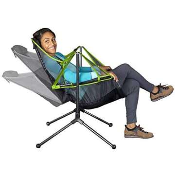 NUCHE Chair Camping Swing Luxury Recliner Relaxation Swinging Comfort Lean Back Outdoor Folding Chair(Dark Grey)