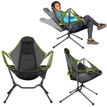NUCHE Chair Camping Swing Luxury Recliner Relaxation Swinging Comfort Lean Back Outdoor Folding Chair(Dark Grey)
