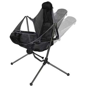 NUCHE Chair Camping Swing Luxury Recliner Relaxation Swinging Comfort Lean Back Outdoor Folding Chair(Dark Grey)