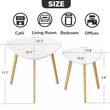 BAMEOS Bamboo Nesting Triangle End Table Set of 2