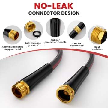 Haeteir 50ft Non-Expanding Garden Hose with 8-Layer Latex Core, Lightweight & Kink-Free, Flexible He...