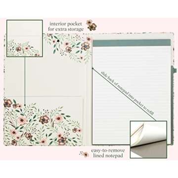 Steel Mill & Co Cute Clipboard Folio with Refillable Lined Notepad and Interior Storage Pocket, Eart...