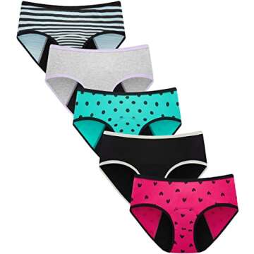 Linzama Teen Girls Period Panties Cotton,Mixed Colour,Size S Briefs