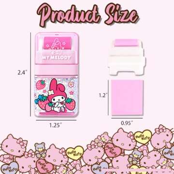 6 Pack Cartoon Kawaii Creative Roller Erasers, Funny Pencil Erasers with Cover and Clean up Roller f...