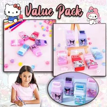 6 Pack Cartoon Kawaii Creative Roller Erasers, Funny Pencil Erasers with Cover and Clean up Roller for Kids Back to School Supplies and Party, Gift Supplies