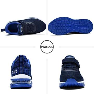 PERSOUL Air Shoes for Boys Girls Kids Children Tennis Sports Athletic Gym Running Sneakers (Blue Siz...