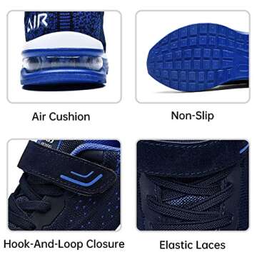 PERSOUL Air Shoes for Boys Girls Kids Children Tennis Sports Athletic Gym Running Sneakers (Blue Size 7 Toddler)