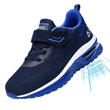 PERSOUL Air Shoes for Boys Girls Kids Children Tennis Sports Athletic Gym Running Sneakers (Blue Size 7 Toddler)