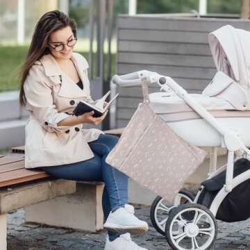 Mama Koala Waterproof Wet Dry Bags for Baby Items, Cloth Diapers, Swimsuits, Travel, Gym Clothes, Beach, Pump Parts, Toiletries, Two Zippered Pockets, 2 Pack (W016)