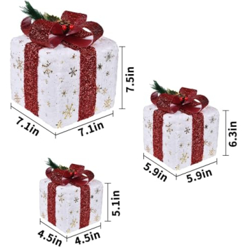 Set of 3 Lighted Gift Boxes for Christmas Decor