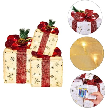 Set of 3 Lighted Gift Boxes for Christmas Decor