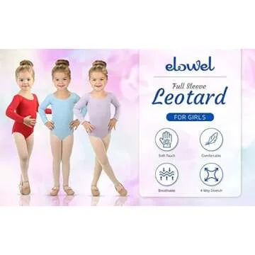Elowel Long Sleeve Leotard for Girls Age 2-4