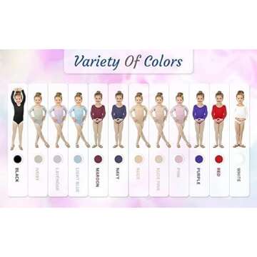 Elowel Long Sleeve Leotard for Girls Age 2-4