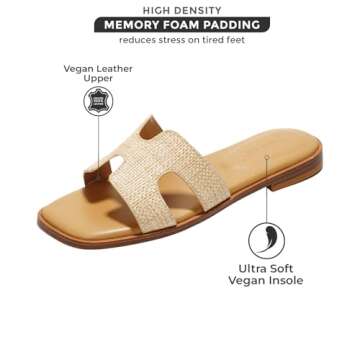 Project Cloud Fashion Flat Summer Sandals for Women - Stylish Leather Footwear with Memory Foam Comf...