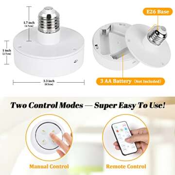 Battery Operated Light Bulb for Lamps, Screw in LED Puck Lights with Remote, Replacement AA Battery ...