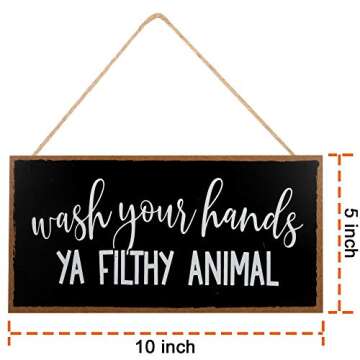 Funny Bathroom Decor Sign - Wash Your Hands - Guest Bath Hanging Wall Art, Decorative Signs For Home...