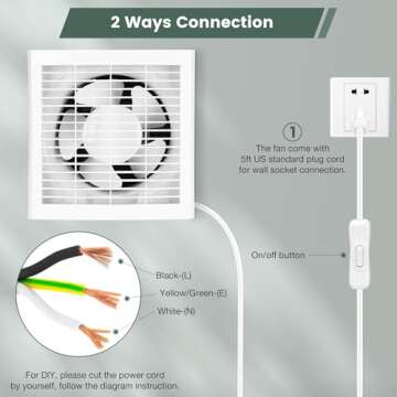 Fanspex 10" Shutter Exhaust Fan, 490CFM Window or Wall Mount Ventilation Fan for Greenhouse, Attic, Garage, Bathroom