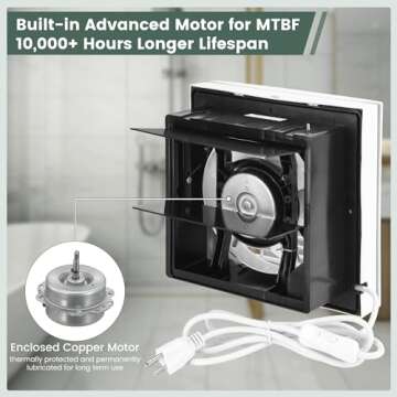 Fanspex 10" Shutter Exhaust Fan, 490CFM Window or Wall Mount Ventilation Fan for Greenhouse, Attic, Garage, Bathroom