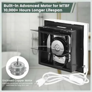 Fanspex 10" Shutter Exhaust Fan, 490CFM Window or Wall Mount Ventilation Fan for Greenhouse, Attic, Garage, Bathroom