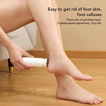 Electric Callus Remover with 5 Speed USB Rechargeable Pedicure Tool , Gentle and Effective Foot Care , Electric Callus Remover (White)