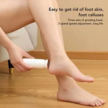 Electric Callus Remover with 5 Speed USB Rechargeable Pedicure Tool , Gentle and Effective Foot Care , Electric Callus Remover (White)