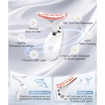 ELISHINE Light Based Multifunctional Facial Massager, 7 Color Portable Face Massager Tool for Skin Care, Glossy White