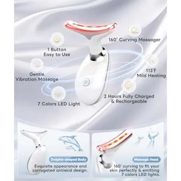 ELISHINE Light Based Multifunctional Facial Massager, 7 Color Portable Face Massager Tool for Skin Care, Glossy White