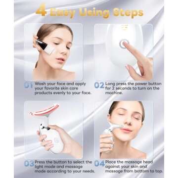 ELISHINE Light Based Multifunctional Facial Massager, 7 Color Portable Face Massager Tool for Skin Care, Glossy White