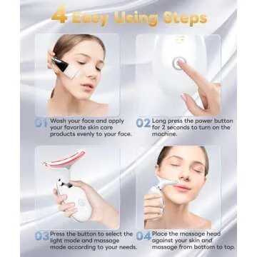 ELISHINE Light Based Multifunctional Facial Massager, 7 Color Portable Face Massager Tool for Skin Care, Glossy White