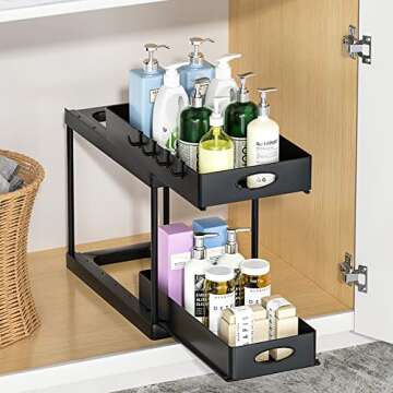 Aojia Under Sink Organizer - Dual Sliding Storage Solution