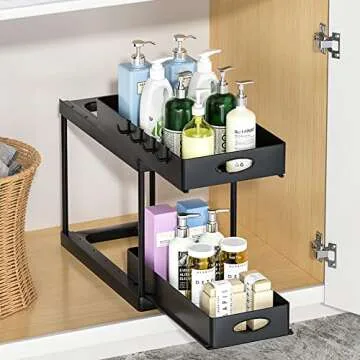 Aojia Under Sink Organizer - Dual Sliding Storage Solution