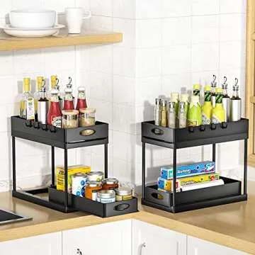 Aojia Under Sink Organizer - Dual Sliding Storage Solution