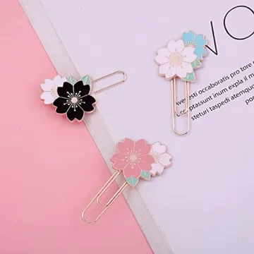 7Pcs Cute Cherry Blossom Paper Clips for Office and School