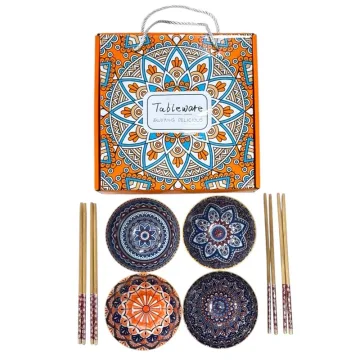 ست ۹ تکه سرامیکی دنی‌هوم با ۴ جفت چاپ‌استیک | جعبه هدیه