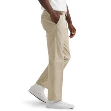 Lee Men's Total Freedom Stretch Relaxed Fit Flat Front Pant, Sand, 38W x 34L
