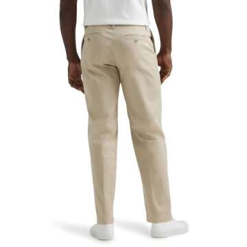 Lee Men's Total Freedom Stretch Relaxed Fit Flat Front Pant, Sand, 38W x 34L