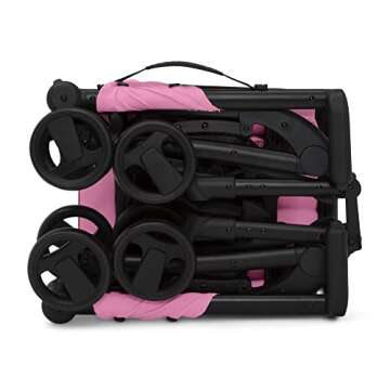 The Clutch Stroller by Delta Children - Lightweight Compact Folding Stroller - Fits Airplane Overhead Storage - Pink