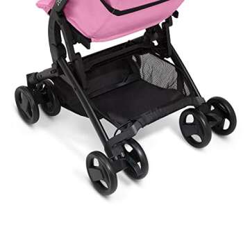 The Clutch Stroller by Delta Children - Lightweight Compact Folding Stroller - Fits Airplane Overhead Storage - Pink