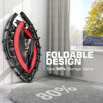 ANCHEER Mini Exercise Trampoline Foldable 40" Adjustable Trampoline Rebounder, Fitness Trampoline with Handle for Indoor/Garden/Workout Cardio, Max Load 300lbs (Red)