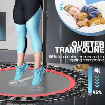ANCHEER Mini Exercise Trampoline Foldable 40" Adjustable Trampoline Rebounder, Fitness Trampoline with Handle for Indoor/Garden/Workout Cardio, Max Load 300lbs (Red)